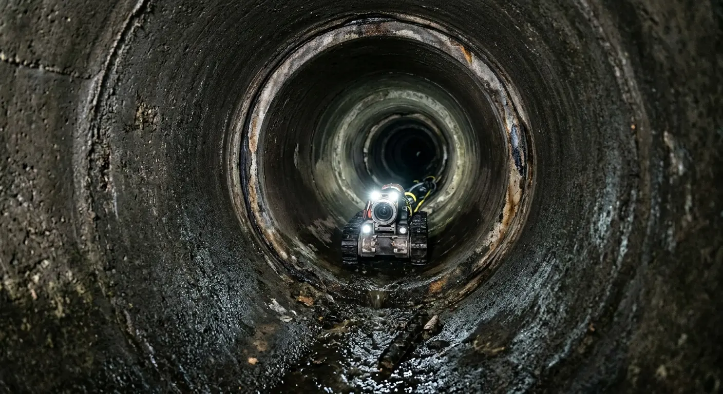 Robotic sewer camera inspecting pipe interior for Sewer Line Repair in Kingfisher